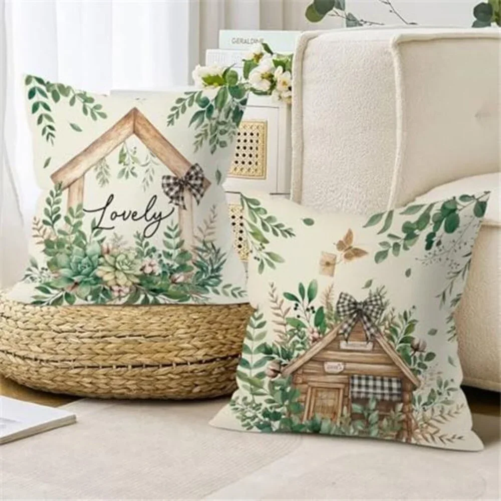 Farmhouse Home Sweet Home Throw Pillow Covers 18x18 Inch Set of 4 Cottage